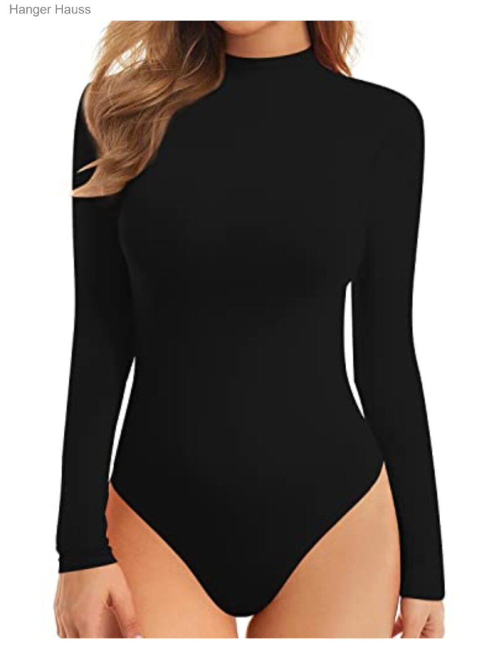 MANGOPOP Women's Mock Turtle Neck Long Sleeve Bodysuit Basic Top
